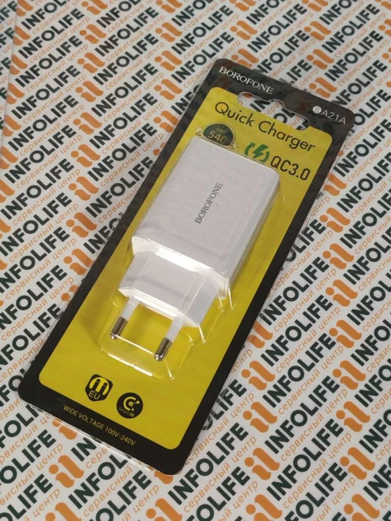 СЗУ USB Borofone BA21A (18W, QС3.0) Белый