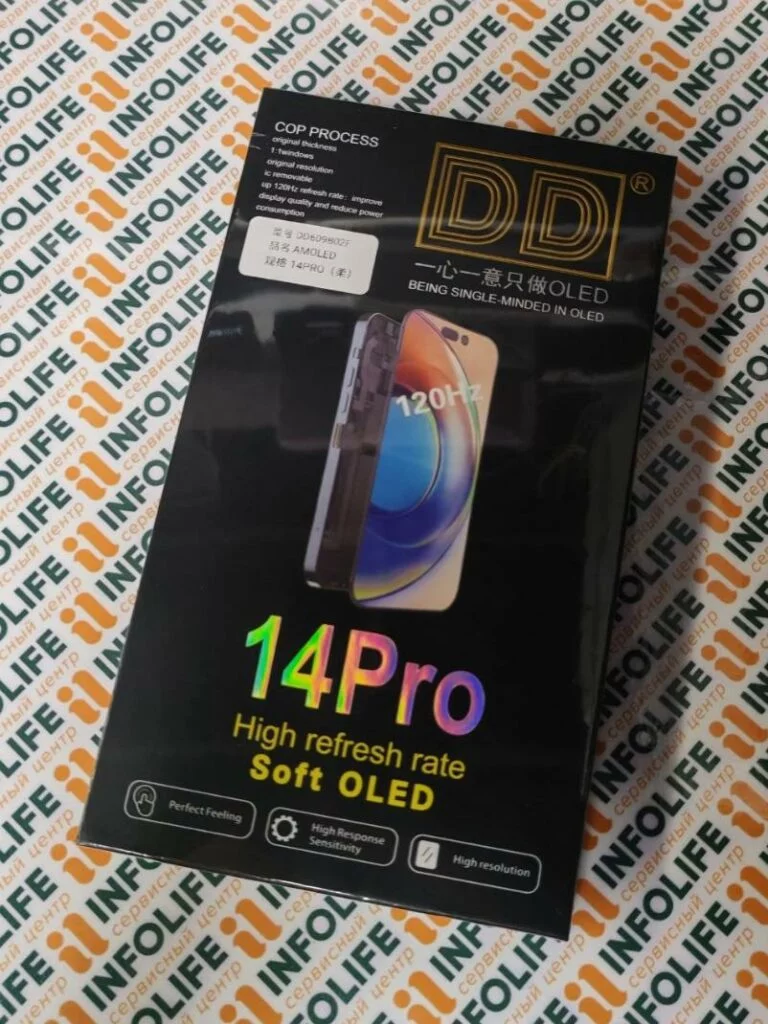 Дисплей для iPhone 14 Pro (A2891) в сборе с тачскрином Черный — DD (Soft OLED, Full HD, 120 Гц)
