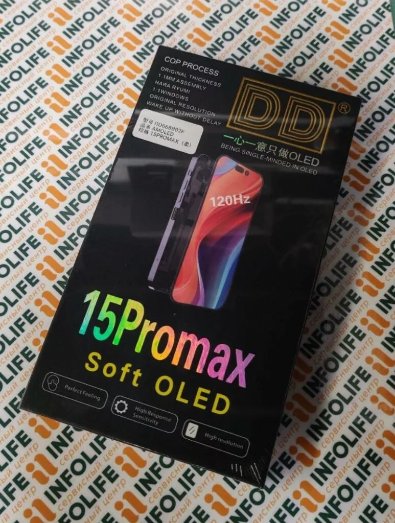 Дисплей для iPhone 15 Pro Max (A3106) в сборе с тачскрином Черный — DD (Soft OLED, Full HD, 120 Гц)