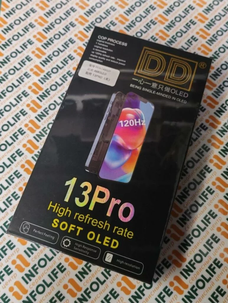Дисплей для iPhone 13 Pro (A2640) в сборе с тачскрином Черный — DD (Soft OLED, Full HD, 120 Гц)